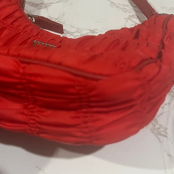 Prada Red Ruched Nylon Shoulder Bag - Picture 10 of 11